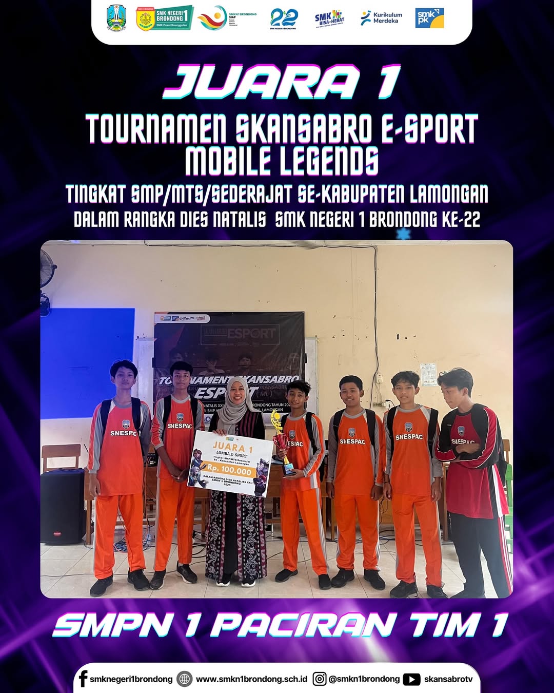 Tournamen E-sport SKANSABRO Dalam Rangka DIes Natalis SMKN 1 Brondong 2025