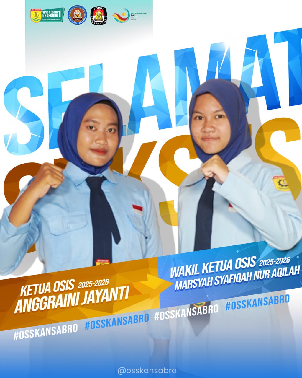 Ketua dan Wakil Ketua Osis SMK Negeri 1 Brondong masa bakti 2025-2026